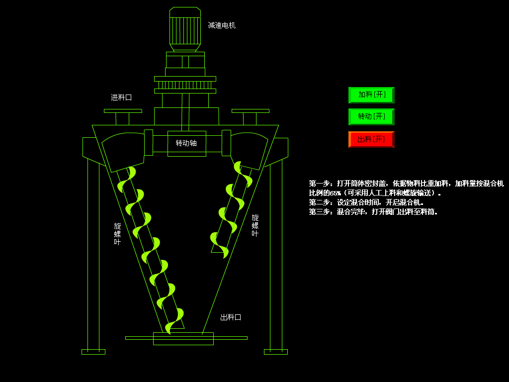 硅藻泥粉料雙螺旋錐形混合機運行示意圖動圖